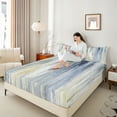 thumbnail image 4 of Castle Fairy Abstract Stripes 4-Piece King Sheet Set - Gradient Vintage Bedding, 4 of 7