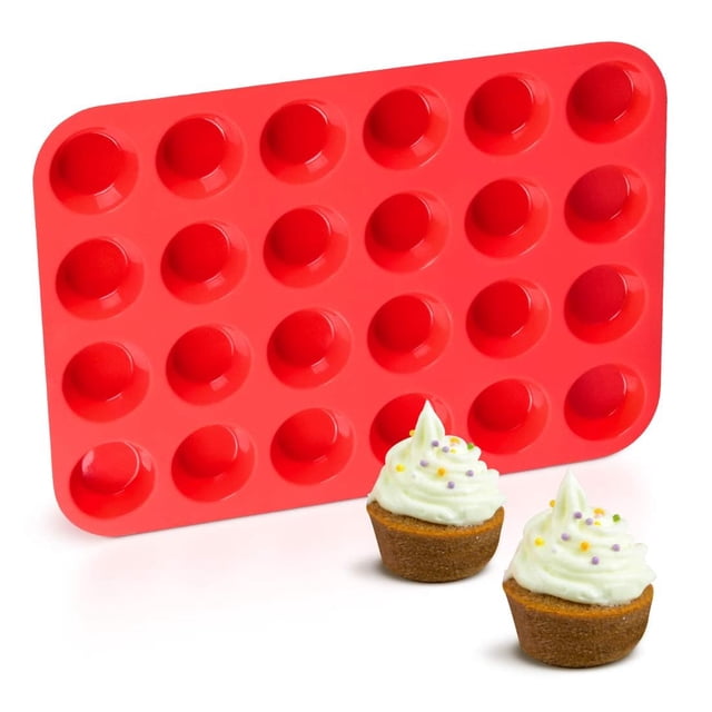 Molde para magdalenas CAKETIME Mini de silicona, 24 tazas, antiadherente