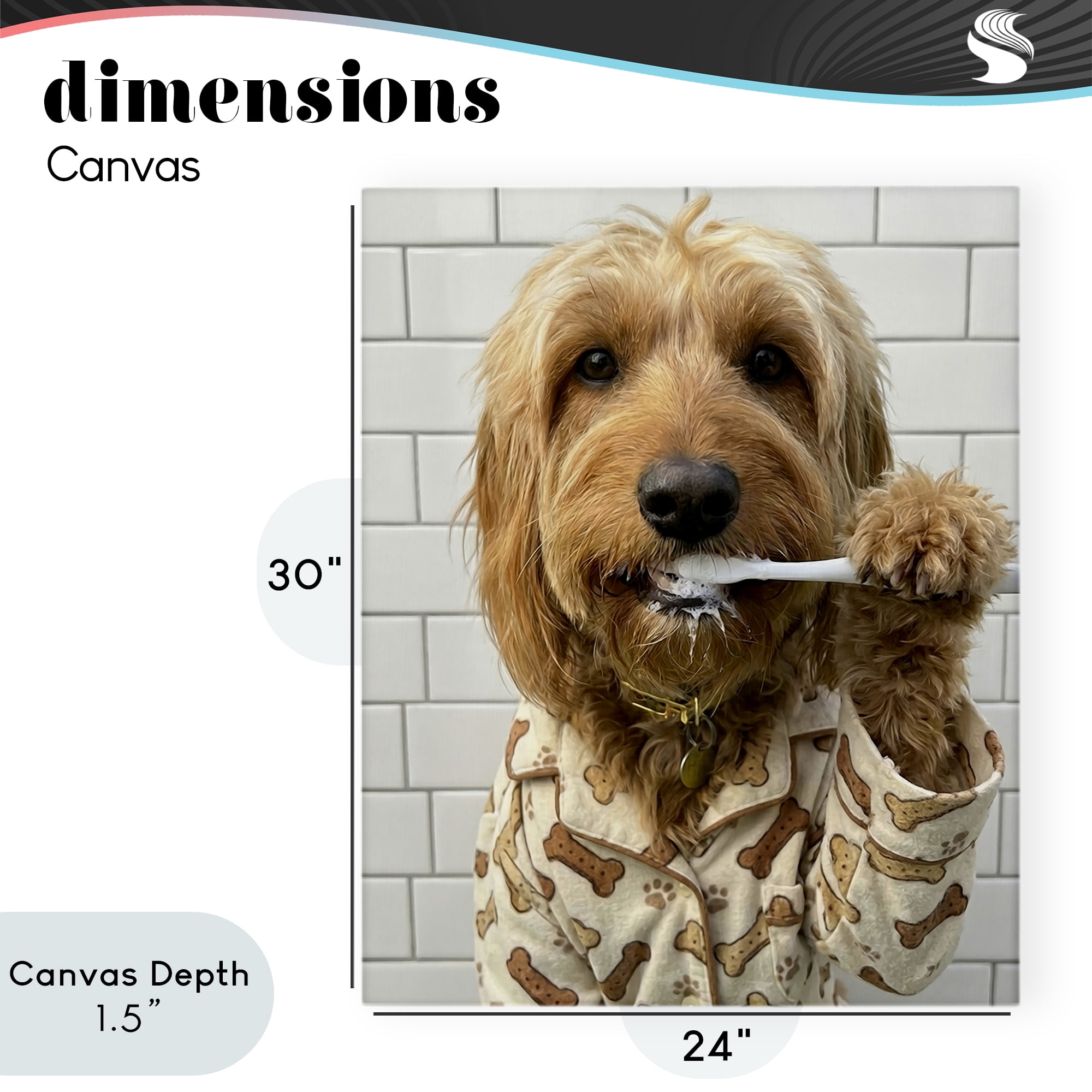 Stupell Industries Realistic Dog Brushing Teeth Canvas Wall Art, design by Abigail Walker