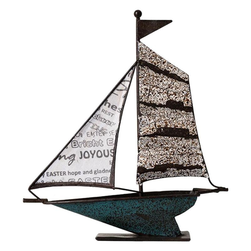 Wrought Iron Sailing Ship Model, Vintage Handmade Sailboat Model