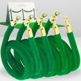 thumbnail image 1 of 4 Pack Green Velvet Stanchion Rope 5 Ft Crowd Control Ropes Queue Barrier Grand Openings Safety Barriers with Polished Gold Hooks, 1 of 1
