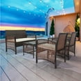 thumbnail image 3 of paproos 4 Piece Outdoor Patio Furniture Set, All-Weather Wicker Sectional Sofa Set with Cushions, Glass Dining Table, Loveseat Sofa and 2 Arm Chairs, Rattan Conversation Set for Garden Poolside Porch, 3 of 12