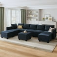 thumbnail image 1 of HONBAY Modern Modular Sectional Sofa Couch for Living Room with Storage Ottomans, Navy Blue, 1 of 6