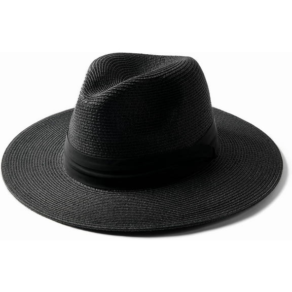 Panama Hat Sun Hats for Women Men Wide Brim Fedora Straw Beach Hat UV UPF 80