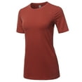 thumbnail image 2 of A2Y Women's Basic Solid Premium Cotton Short Sleeve Crew Neck T Shirt Tee Tops Dark Rust M, 2 of 5
