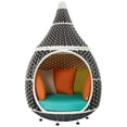 thumbnail image 4 of Modway Wicker Rattan Outdoor Patio Swing Lounge Pod & Cushions in Brown Turquoise Fabric, 4 of 10