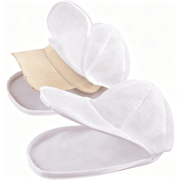 XENAKY Baseball Cap Laundry Bag Hat Washing Machine Bag for Washer&Dryer,Hat Cleaning Cage Washer Safe Hat Washer Cage(White 2Pcs)