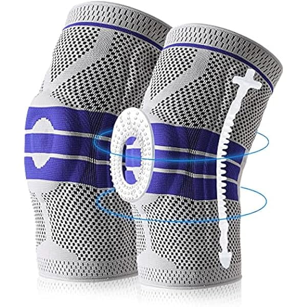 Wonima22 Genouillère Manchon de Compression pour Douleur au Genou Enveloppe Stabilisateur de Rotule avec Support à Ressorts en Gel de Silicone, Genouillères Articulées Protectrices pour Déchirure du Ménisque Arthrite Hommes Femmes