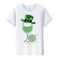 thumbnail image 4 of Prolriy T-Shirt de la Saint-Patrick pour Femmes, Imprimé Verre de Vin, Col Rond, Manches Courtes, Haut Blanc P, 4 of 4