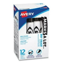 Avery MARKS A LOT Desk-Style Dry Erase Marker, Broad Chisel Tip, Black, Dozen (24408)