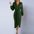 thumbnail image 7 of Taylonsss Womens Maxi Dress Deep V Neck Long Puff Sleeve Ruched Side Slit Elegant Glamour Wedding Guest Cocktail Party Evening Dress, 7 of 7