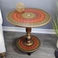 thumbnail image 2 of Natural Geo Rosewood Round Wooden 24" Accent Table - Red, 2 of 7
