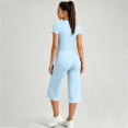 thumbnail image 7 of KPOPLK Womens 2 Piece Workout for Summer Fall Athletic Gym Pilates Yoga Slim Fit Short Sleeve Tee Shirt and Pant Outfit Set Sky Blue,Size S, 7 of 7