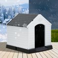 thumbnail image 4 of Extra Large Dog House for Large Medium Dogs 41x37.4x39 inch Plastic Water Resistant Dog Houses with Hight Base Support for Winter Tough Durable House with Air Vents Elevated Floor, Grey, 4 of 7