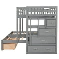 thumbnail image 4 of Bellemave Full over Twin & Twin Bunk Bed with Stairs and Storage Drawers, Wood Triple Bunk Bed for Teens, Adults (Gray), 4 of 10