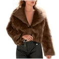 thumbnail image 3 of QATAINLAV Womens Winter Coats Fluffy Cropped Faux Fur Long Sleeve Lapel Jacket Solid Casual Open Front Cardigans, Coffee, S, 3 of 6