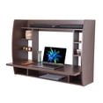 thumbnail image 1 of Basicwise Wall Mount Laptop Office Desk with Shelves, Brown,, 1 of 2