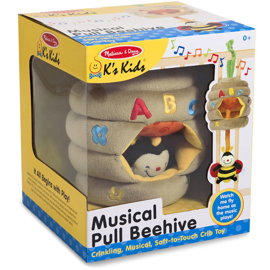 Melissa & Doug Ks Kids Musical Pull Beehive Soft-to-Touch Crib Toy Crinkling