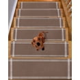 thumbnail image 2 of Stair Treads for Wooden Steps, Pure Brown Peel and Stick Stair Treads with Reusable Adhesive, Simple Solid Color Non Slip Indoor Stairs Runner Rugs Mats for Elders Dogs 8"x30" 4PCS, 2 of 7