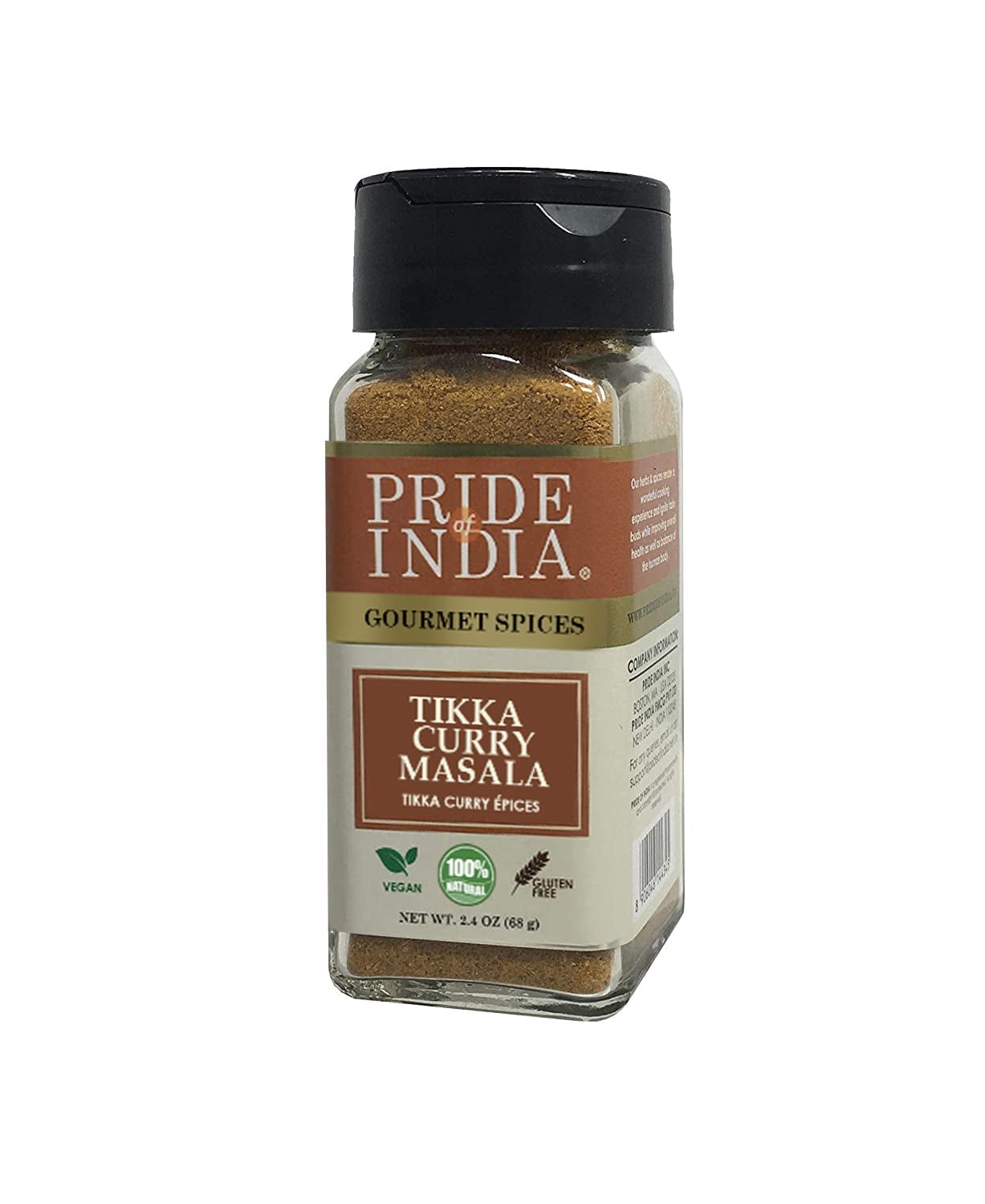 Pride of India - PACK of 6 - Tikka Curry Masala Seasoning Spice – Gourmet Curry Mix – Ideal for Vegetarian and Meat Dishes – Natural & GMO Free – Easy To Use - 2.4 oz. Small Dual Sifter Bottle