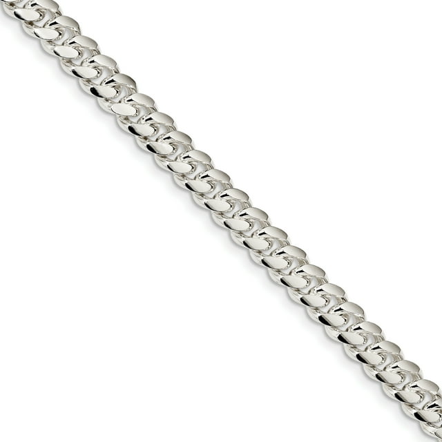 Sterling Silver 7.8mm Polished Domed Curb Chain (Weight: 25.84 Grams, Length: 8 Inches)