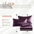 thumbnail image 3 of Elegant Comfort Luxurious 4-Piece Silky Satin Sheet Set, Skin and Hair Friendly, Wrinkle, Fade, Stain Resistant with Deep Pockets Fitted Sheet, Cooling Soft Satin Sheet Set, Twin, Purple, 3 of 5
