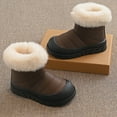 thumbnail image 5 of Linfrsh Baby Girl Boots Girls Snow Boots Winter Boots Warm Kids Snow Boots Boys Snow Boots Faux Fur Suede Hiking Boots Brown,8, 5 of 7