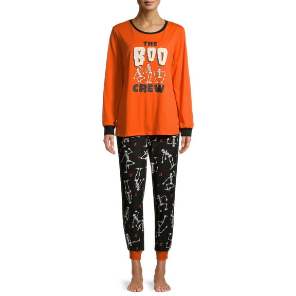 Matching Family Halloween Pajamas Women's and Women's Plus Boo Crew 2-Piece Set