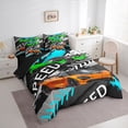 thumbnail image 3 of Homewish Orange Racing Car 7-Piece Bedding Comforter Set,Abstract Gray Graffiti King Bedding Sets,Speed Competition Bed Sheets For Boys Kids,Ultra Soft Home Decor Reversible, 3 of 8
