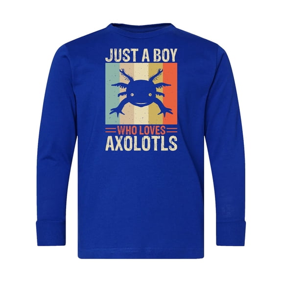Inktastic Just a Boy Who Loves Axolotls Long Sleeve Youth T-Shirt