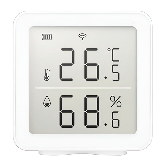 BESTSKY Smart Wall-Mounted Hygrometer Thermometer, Humidity Temperature Gauge with Remote Monitor, Large LCD Display, White