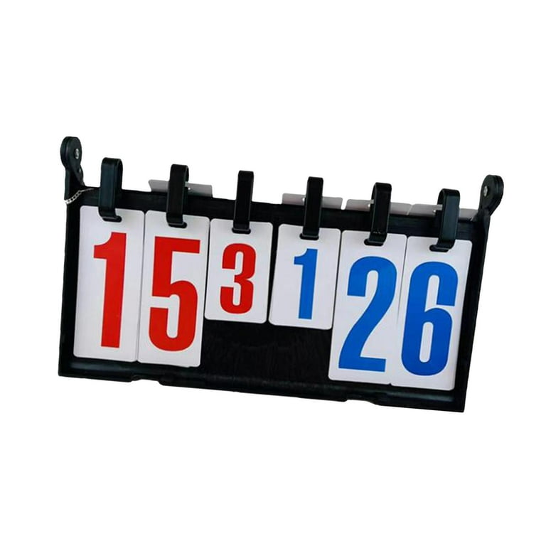 Score Board, 6 Digit Portable 39cmx23cm Compact Tabletop or Hanging, Score Flip Score Keeper, for Soccer Basketball Volleyball Baseball Tennis, Black