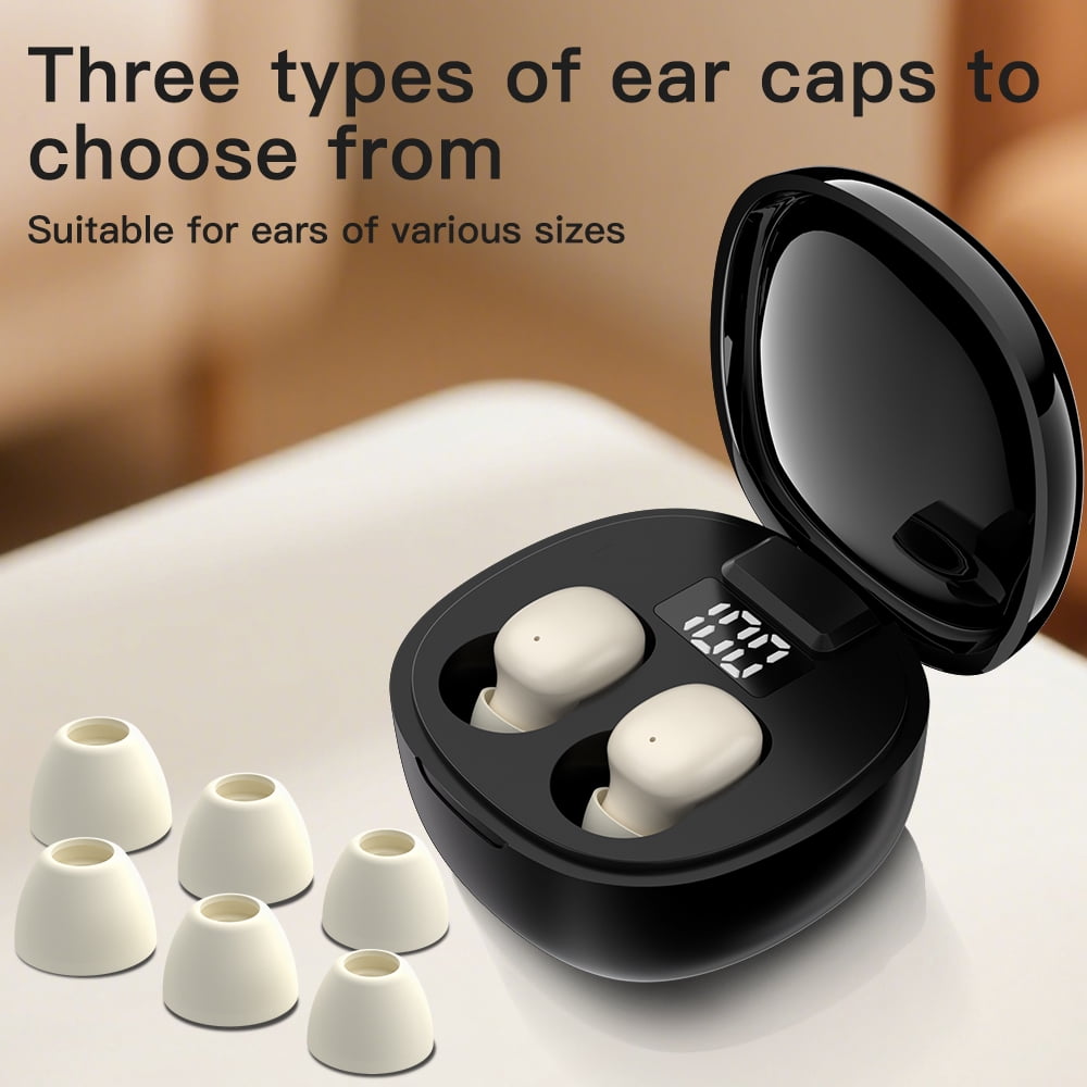 Small Mini Invisible Earbuds Wireless Bluetooth for Small Ears, Low Profile Tiny Discreet Hidden Sleeping Earbuds for Work Sleep, Invisible Headphones Buds (Beige)