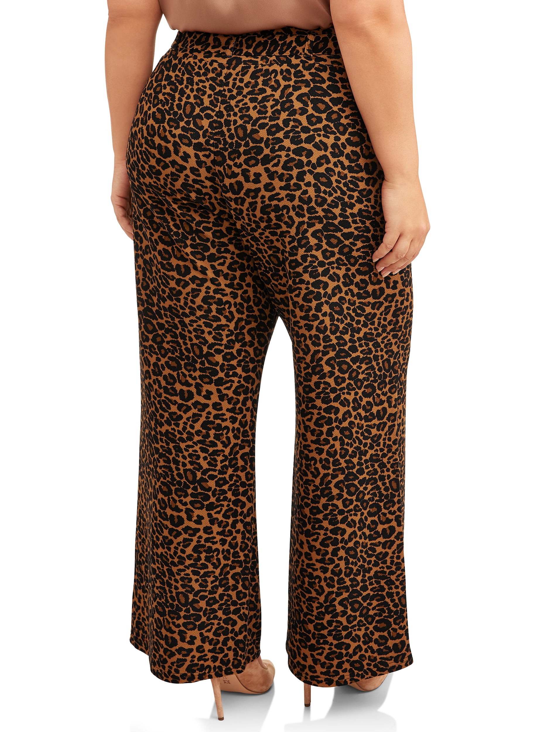 plus size leopard print trousers