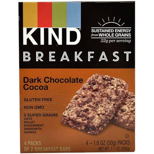 Kind Dark Chocolate Cocoa Breakfast Bar, 4 ct, (Pack of 12) Walmart