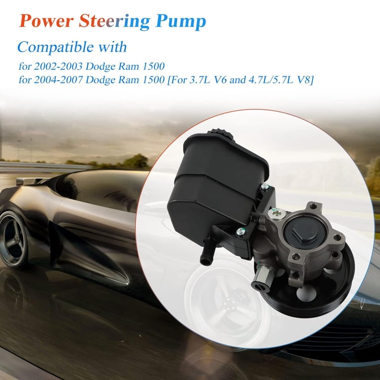 Power Steering Pump With Pulley & Reservoir - Compatible With Dodge Ram 1500 2002-2007 (3.7L V6, 4.7L/5.7L V8), Part #20-70269