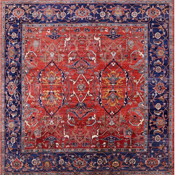 Ahgly Company Indoor Square Mid-Century Modern Rose Dust Purple Area Rugs, 8' Square
