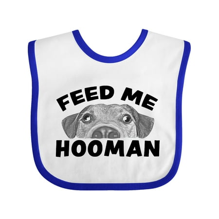 

Inktastic Goofy Dog-Feed Me Hooman Gift Baby Boy or Baby Girl Bib