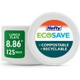 thumbnail image 1 of Hefty ECOSAVE Compostable Disposable Paper Plates Luncheon 8.86", 125 Count White, 1 of 3