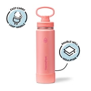ThermoFlask 24 oz Double Wall Vacuum Insulated Stainless Steel Water Bottle with Chug Spout Lid, Sunkissed Coral