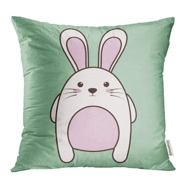 CMFUN Anime Kawaii Animal Expression Adorable Bunny Cartoon Character Childish Clip Pillow Case Pillow Cover 18x18 inch Throw Pillow Covers