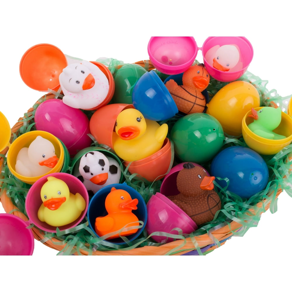Fun Kids Cute Mini Rubber Duck Toys 2.5" Filled Easter Eggs, Assorted