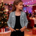 thumbnail image 7 of YOUYEDIAN Teen Girls Sequin Cardigan Jackets Kids Open Front Sparkly Long Sleeve Crop Tops Shiny Bling Dressy Casual Holiday Party Outfits (Light Gray, 9-10 Years), 7 of 7