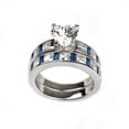 thumbnail image 3 of Kaeli Wedding Ring Set for Women Engagement Matching Band CZ Blue Ginger Lyne Collection, 3 of 5
