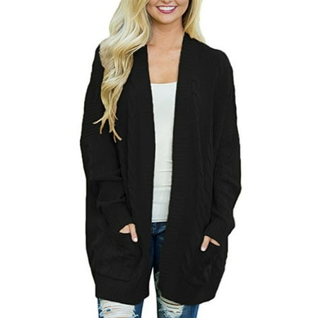 Women Winter Cardigan Long Bat Sleeve Open Front Oversized Sweater Cardigan Outwear