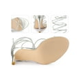 thumbnail image 2 of BLISSFUL STEP Lace Up Slingback Strappy Stiletto Heels Sandals for Women Silver 8, 2 of 5