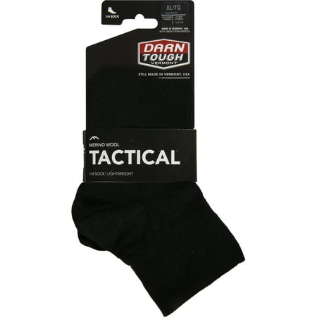 Darn Tough Vermont Black Merino Wool Tactical 1/4 Socks XLarge 1 ea