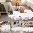 thumbnail image 5 of Round Rugs 7Ft, Purple Botanical Round Area Rug Washable Indoor Throw Carpet, Spring Floral Summer Eucalyptus Leaf Large Non Slip Circle Rug for Dining Room Playroom Home Decor Aesthetic, 5 of 8