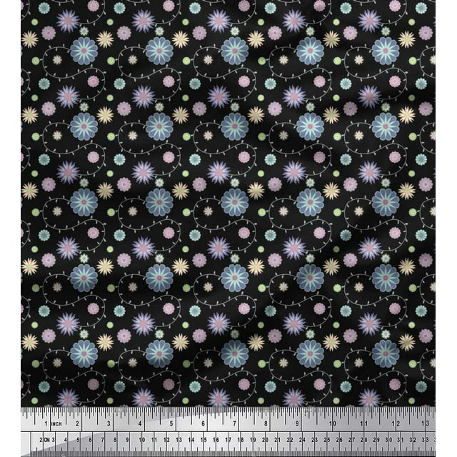 Tissu de Coton Imprimé Floral Artistique Imprimé par Yard 56 Pouces de Large