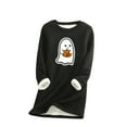thumbnail image 2 of T-Shirts pour Femmes Style Décontracté d'Hiver Mode sous-Vêtements Chauds en Peluche Manches Longues Col Rond Haut Manches Longues pour Femmes en Liquidation, 2 of 4